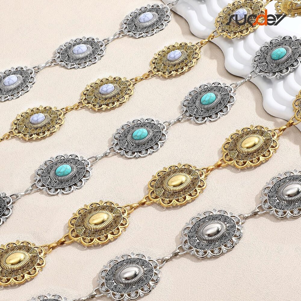 8848 Western Cowgirl Concho Chain Belt For Women Cowboy Metal Waist - Picture 6 of 7